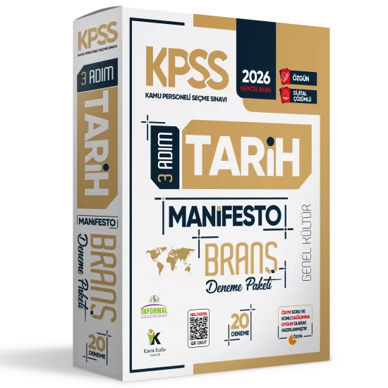 2026 KPSS Önlisans-Ortaöğretim 3 Adım Tarih Manifesto 20li Dijital Çözümlü Branş Deneme Paketi
