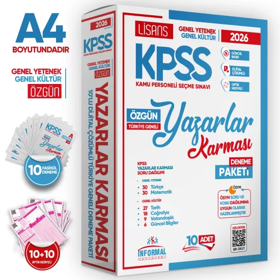 2026 KPSS Lisans GY-GK Yazarlar Karması Türkiye Geneli KURUMSAL 10lu Dijital Çözümlü Deneme Paketi