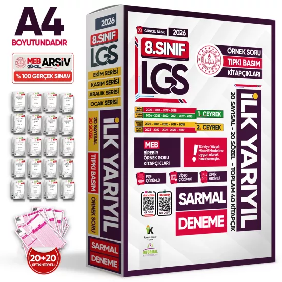 2026 8.Sınıf LGS 1. ve 2. ÇEYREK İLK YARIYIL MEB Örnek Soru Tıpkı Basım Sarmal Deneme Paketi Çözümlü