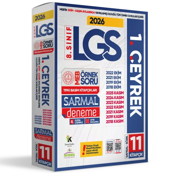 2026 8.Sınıf LGS İlk 1.ÇEYREK Ekim-Kasım Ayı MEB Örnek Soru Tıpkı Basım Sarmal Deneme Paketi Çözümlü