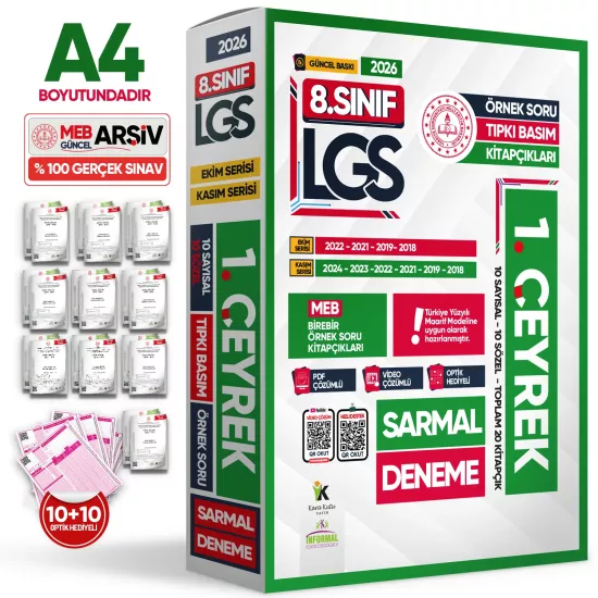 2026 8.Sınıf LGS İlk 1.ÇEYREK Ekim-Kasım Ayı MEB Örnek Soru Tıpkı Basım Sarmal Deneme Paketi Çözümlü