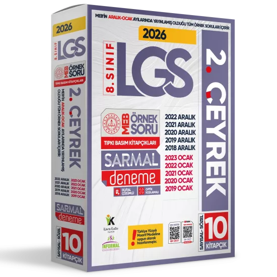 2026 8.Sınıf LGS 2.ÇEYREK Aralık-Ocak Ayı MEB Örnek Soru Tıpkı Basım Sarmal Deneme Paketi Çözümlü