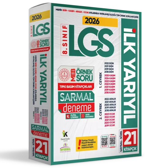 2026 8.Sınıf LGS 1. ve 2. ÇEYREK İLK YARIYIL MEB Örnek Soru Tıpkı Basım Sarmal Deneme Paketi Çözümlü