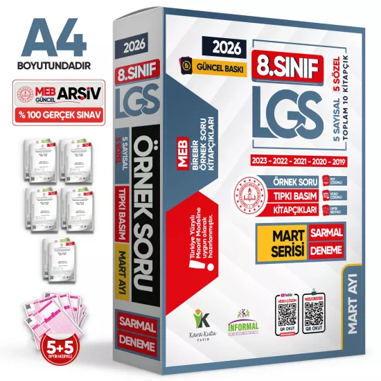 2026 8.Sınıf LGS Mart Ayı MEB Örnek Soru Tıpkı Basım 5li Sarmal Deneme Paketi Dijital Çözümlü