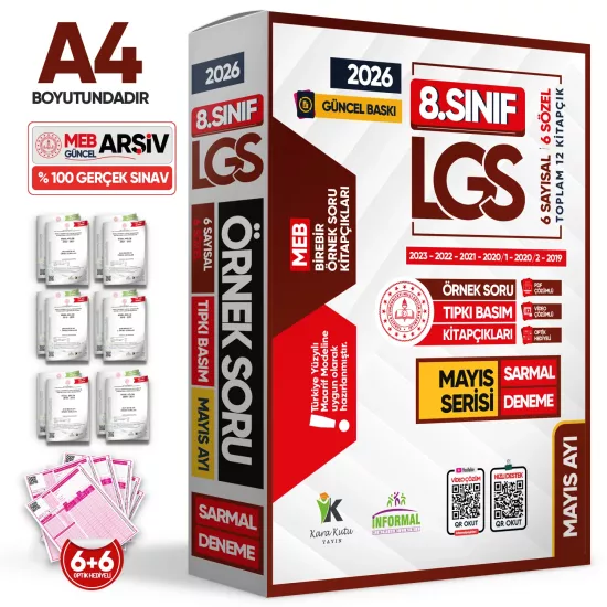 2026 8.Sınıf LGS Mayıs Ayı MEB Örnek Soru Tıpkı Basım 6lı Sarmal Deneme Paketi Dijital Çözümlü