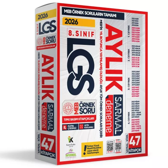 2026 8.Sınıf LGS Aylık SARMAL Deneme Seti MEB Örnek Soru Tıpkı Basım Çözümlü PAKET