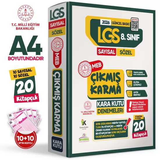 2026 8.Sınıf LGS 20li Deneme ÇIKMIŞ Soru Arşivi Karma Kara Kutu Deneme Sınavı Paketi Dijital Çözümlü