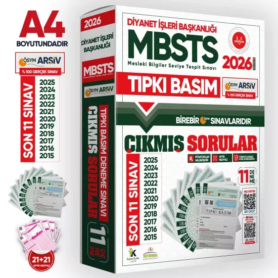 2026 DİB-MBSTS ÖSYM Çıkmış Soru Tıpkı Basım 11li Kitapçık Türkiye Geneli Deneme Paketi