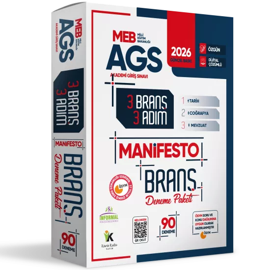 2026 MEB AGS TARİH-COĞRAFYA-MEVZUAT 3 Adım 3lü Manifesto 90 Adet Dijital Çözümlü Branş Deneme Seti