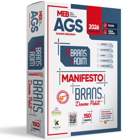 2026 MEB AGS TÜRKÇE-MATEMATİK-TARİH-COĞRAFYA-MEVZUAT 3 Adım 5li Manifesto 150 Adet Branş Deneme Seti