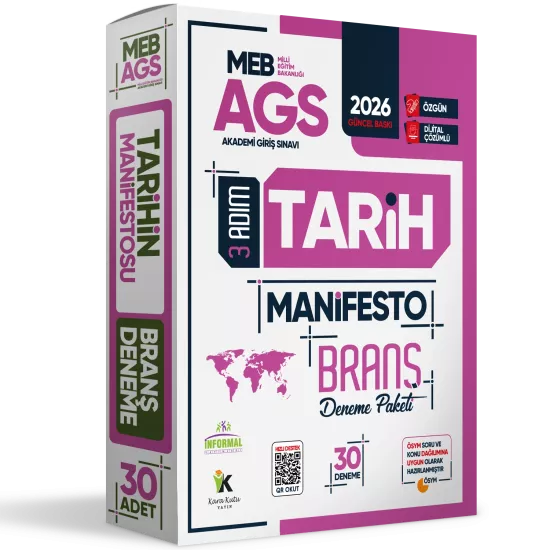 2026 MEB AGS 3 Adım TARİH Manifesto Branş Deneme Paketi 30lu Fasikül Seti Özgün Dijital Çözümlü