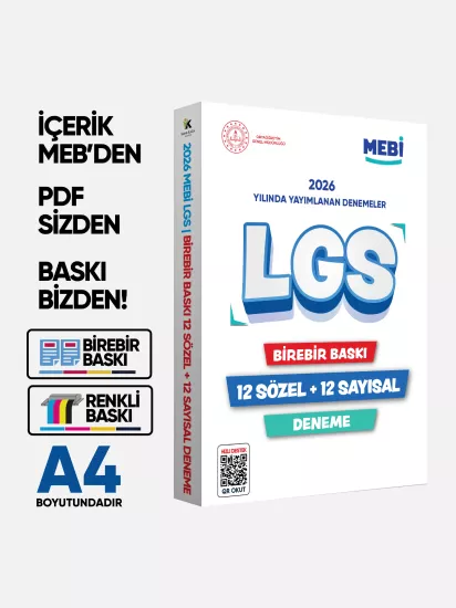 2026 LGS 8.Sınıf MEBi ONLİNE 1.2.3.4.5.6.7.8.9.10.11.12. Deneme Türkiye Geneli Paket PDF BASKI ÜCRETİ