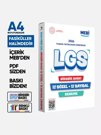 2026 LGS 8.Sınıf MEBi ONLİNE 1.2.3.4.5.6.7.8.9.10.11.12. Deneme Türkiye Geneli Paket PDF BASKI ÜCRETİ