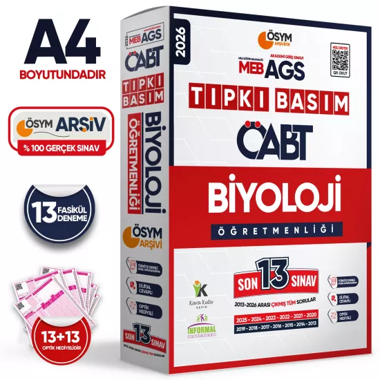2026 MEB-AGS ÖABT Biyoloji Öğretmenliği ÖSYM Tıpkı Basım 13lü Deneme Paketi Türkiye Geneli