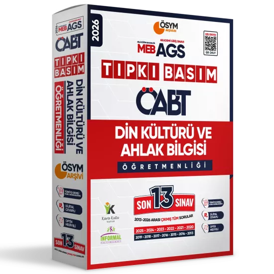 2026 MEB-AGS ÖABT Din Kültürü ve Ahlak Bilgisi Öğretmenliği DKAB ÖSYM Tıpkı Basım 13lü Deneme Paketi
