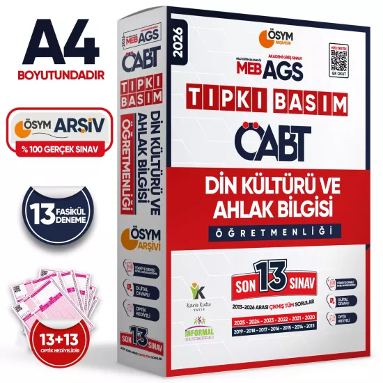 2026 MEB-AGS ÖABT Din Kültürü ve Ahlak Bilgisi Öğretmenliği DKAB ÖSYM Tıpkı Basım 13lü Deneme Paketi