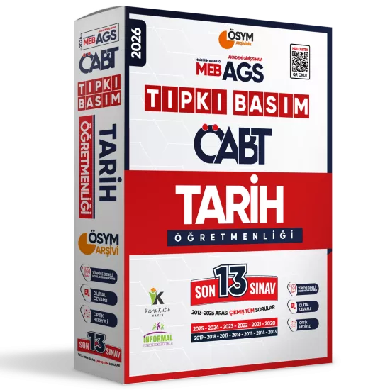 2026 MEB-AGS ÖABT Tarih Öğretmenliği ÖSYM Tıpkı Basım 13lü Deneme Paketi Dijital Cevaplı