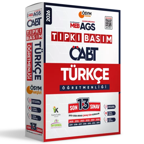 2026 MEB-AGS ÖABT Türkçe Öğretmenliği ÖSYM Tıpkı Basım 13lü Deneme Paketi Dijital Cevaplı