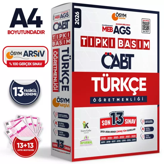 2026 MEB-AGS ÖABT Türkçe Öğretmenliği ÖSYM Tıpkı Basım 13lü Deneme Paketi Dijital Cevaplı