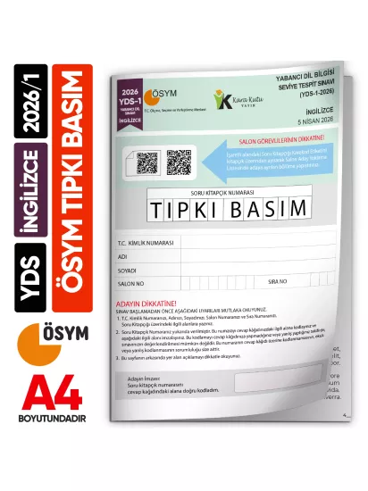 YDS İngilizce 2026/1 Yabancı Dil Sınavı ÖSYM Tıpkı Basım Çıkmış Soru Deneme Kitapçığı (e-YDS uygun)