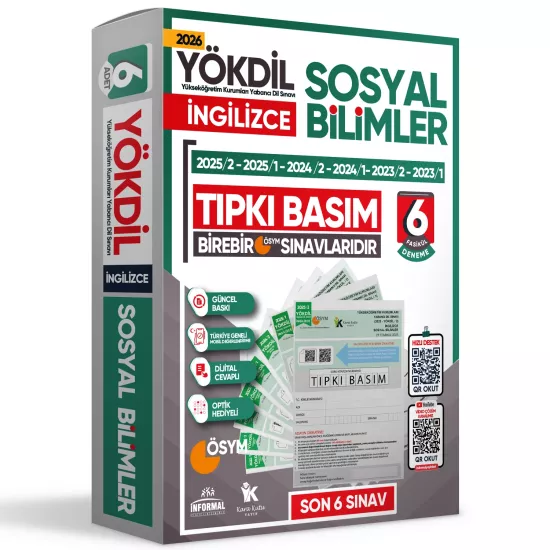 2026 YÖKDİL İngilizce SOSYAL BİLİMLER ÖSYM Çıkmış Soru Tıpkı Basım Deneme Paketi 6lı Türkiye Geneli
