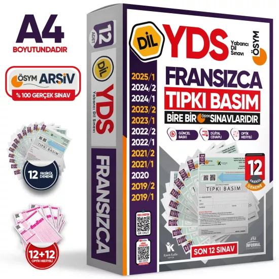 2026 YDS Fransızca ÖSYM Tıpkı Basım Çıkmış Soru Deneme Paketi 12li Fasikül SETİ