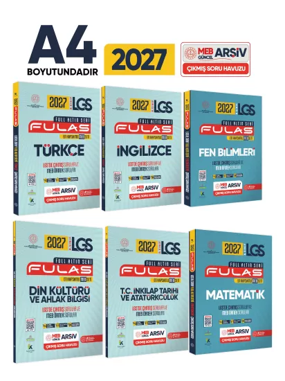 2027 8.Sınıf Full LGS Altın Seri(FULAS)MEB Çıkmış Modüler Soru Bankası Seti Çözümlü EN KAPSAMLI SET