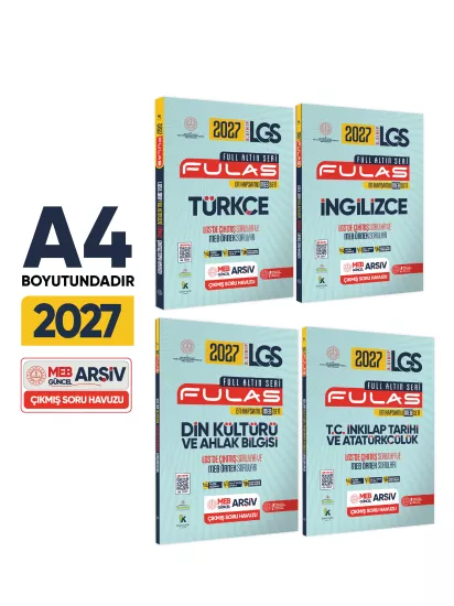 2027 8.Sınıf Full LGS Altın Seri(FULAS)LGS/MEB Örnek Çıkmış Modüler Soru Bankası Çözümlü SÖZEL SET