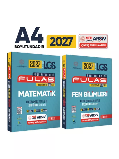 2027 8.Sınıf Full LGS Altın Seri (FULAS) MEB Çıkmış Modüler Soru Bankası Seti Çözümlü SAYISAL SET