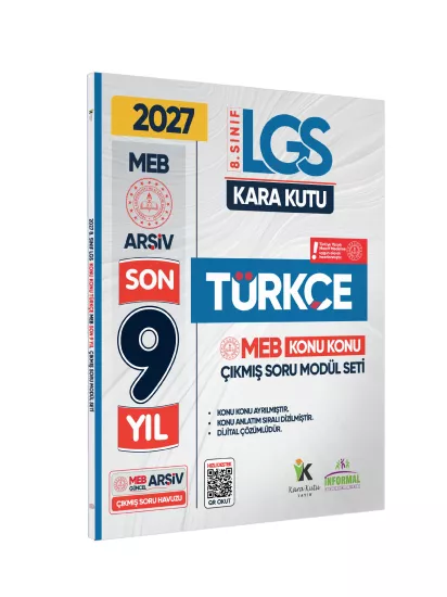 2027 LGS 8.Sınıf TÜRKÇE Karakutu MEB Çıkmış Soru Modülü Video/PDF Çözümlü Konu Konu Son 9 Yıl