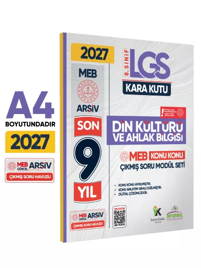 2027 LGS 8.Sınıf DİN KÜLTÜRÜ Karakutu MEB Çıkmış Soru Modülü Video/PDF Çözümlü Konu Konu Son 9 Yıl