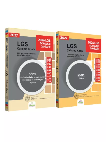 2027 LGS 8.Sınıf Çıkmış ve MEB Örnek Sorular Türkçe-Tarih-Din-İng SÖZEL Çalışma Kitabı 2li Kitap SET