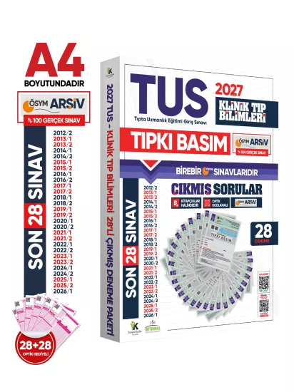 2027 TUS Klinik Tıp Bilimleri ÖSYM Çıkmış Soru Tıpkı Basım Son 15 Yıl 28li Deneme Kitapçığı