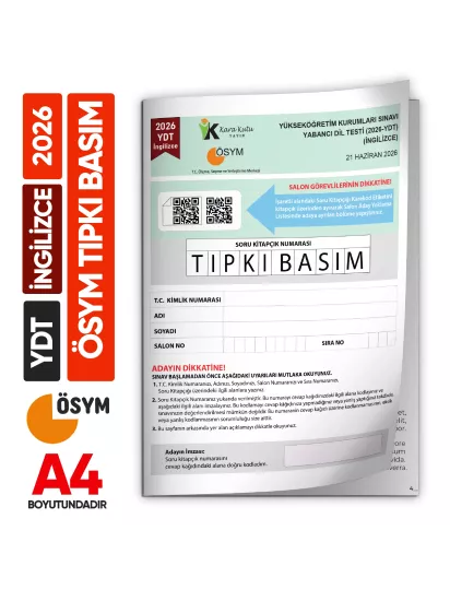 2026 YKS YDT İngilizce ÖSYM Tıpkı Basım Çıkmış Soru Deneme Kitapçığı (Video Çözümlü Türkiye Geneli)