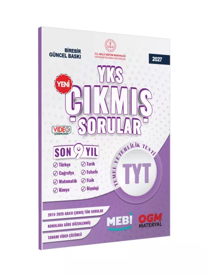 2027 YKS-TYT Tüm Dersler MEBİ Yeni Nesil Çıkmış Soru Bankası Son 9Yıl Video/PDF Çözümlü BASKI ÜCRETİ