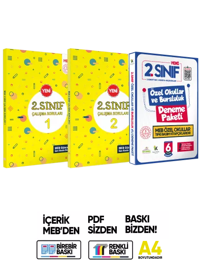 MEB İlkokul 2.Sınıf Çalışma Soruları 1-2 Tüm Dersler Kitap ve 6lı Tıpkı Basım 3lü Set BASKI ÜCRETİ