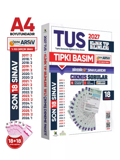 2027 TUS Temel&Klinik Tıp Bilimleri ÖSYM Çıkmış Soru Tıpkı Basım Son 10 Yıl 36lı Deneme Kitapçığı
