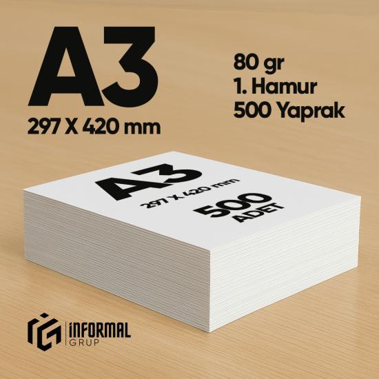 İnformal Fotokopi Kağıdı Premium Kalite A3 80 gr 500 Yaprak 1. Hamur
