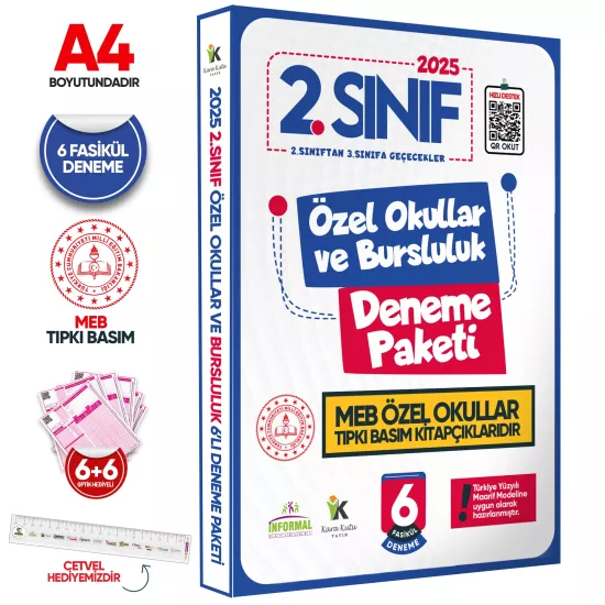 2025 2.Sınıf Özel Okullar ve Bursluluk Hazırlık MEB Tıpkı Basım Deneme 6lı Fasikül SETİ