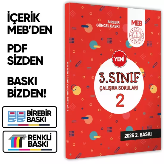 2026 MEB İlkokul 3.Sınıf Çalışma Soruları 2 Tüm Dersler Kazanım Pekiştirme Kitabı BASKI ÜCRETİ