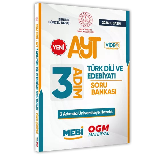 2026 AYT MEBİ-OGM 3 ADIM Türk Dili Edebiyatı Soru Bankası A4 Boyut Video Çözüm BASKI ÜCRETİ