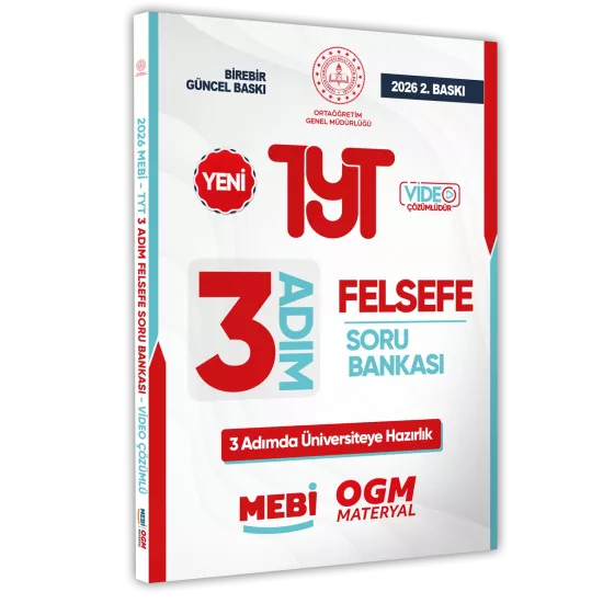 2026 TYT MEBİ-OGM 3 ADIM Felsefe Soru Bankası RENKLİ A4 Boyut Video Çözümlü BASKI ÜCRETİ