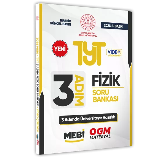 2026 TYT MEBİ-OGM 3 ADIM Fizik Soru Bankası RENKLİ A4 Boyut Video Çözümlü BASKI ÜCRETİ