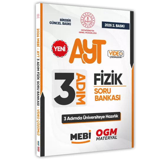 2026 AYT MEBİ-OGM 3 ADIM Fizik Soru Bankası RENKLİ A4 Boyut Video Çözümlü BASKI ÜCRETİ