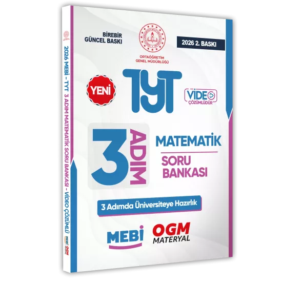 2026 TYT MEBİ-OGM 3 ADIM Matematik Soru Bankası RENKLİ A4 Boyut Video Çözüm BASKI ÜCRETİ