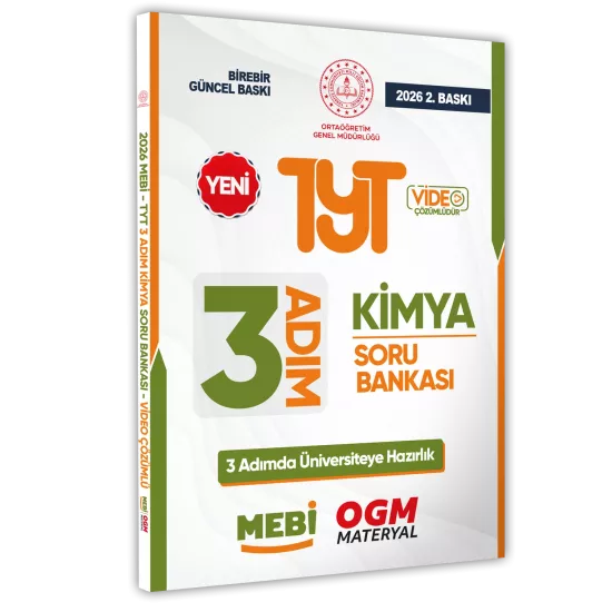 2026 TYT MEBİ-OGM 3 ADIM Kimya Soru Bankası RENKLİ A4 Boyut Video Çözümlü BASKI ÜCRETİ