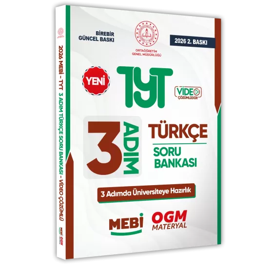2026 TYT MEBİ-OGM 3 ADIM Türkçe Soru Bankası RENKLİ A4 Boyut Video Çözüm BASKI ÜCRETİ