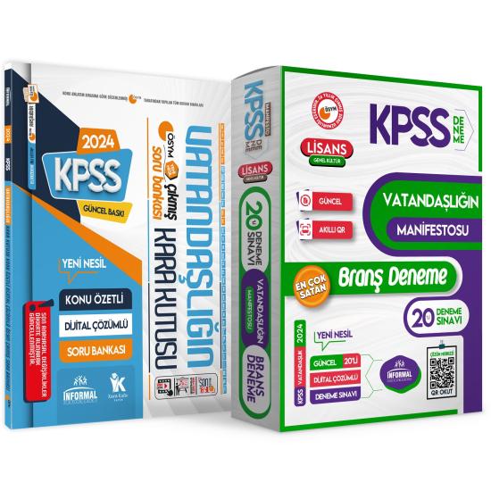 KPSS Vatandaşlık Kara Kutu Soru Bankası ve Vatandaşlık Manifesto Çözümlü Branş Deneme 2li Set