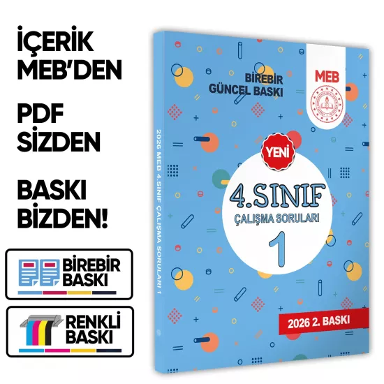 2026 MEB İlkokul 4.Sınıf Çalışma Soruları 1 Tüm Dersler Kazanım Pekiştirme Kitabı BASKI ÜCRETİ