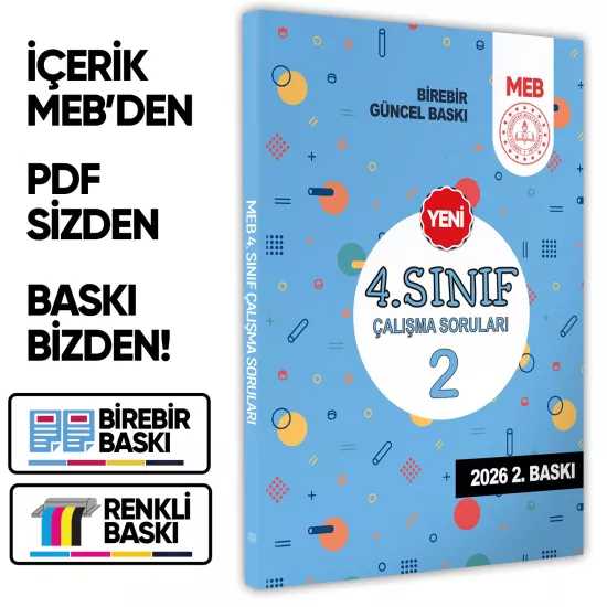 2026 MEB İlkokul 4.Sınıf Çalışma Soruları 2 Tüm Dersler Kazanım Pekiştirme Kitabı BASKI ÜCRETİ